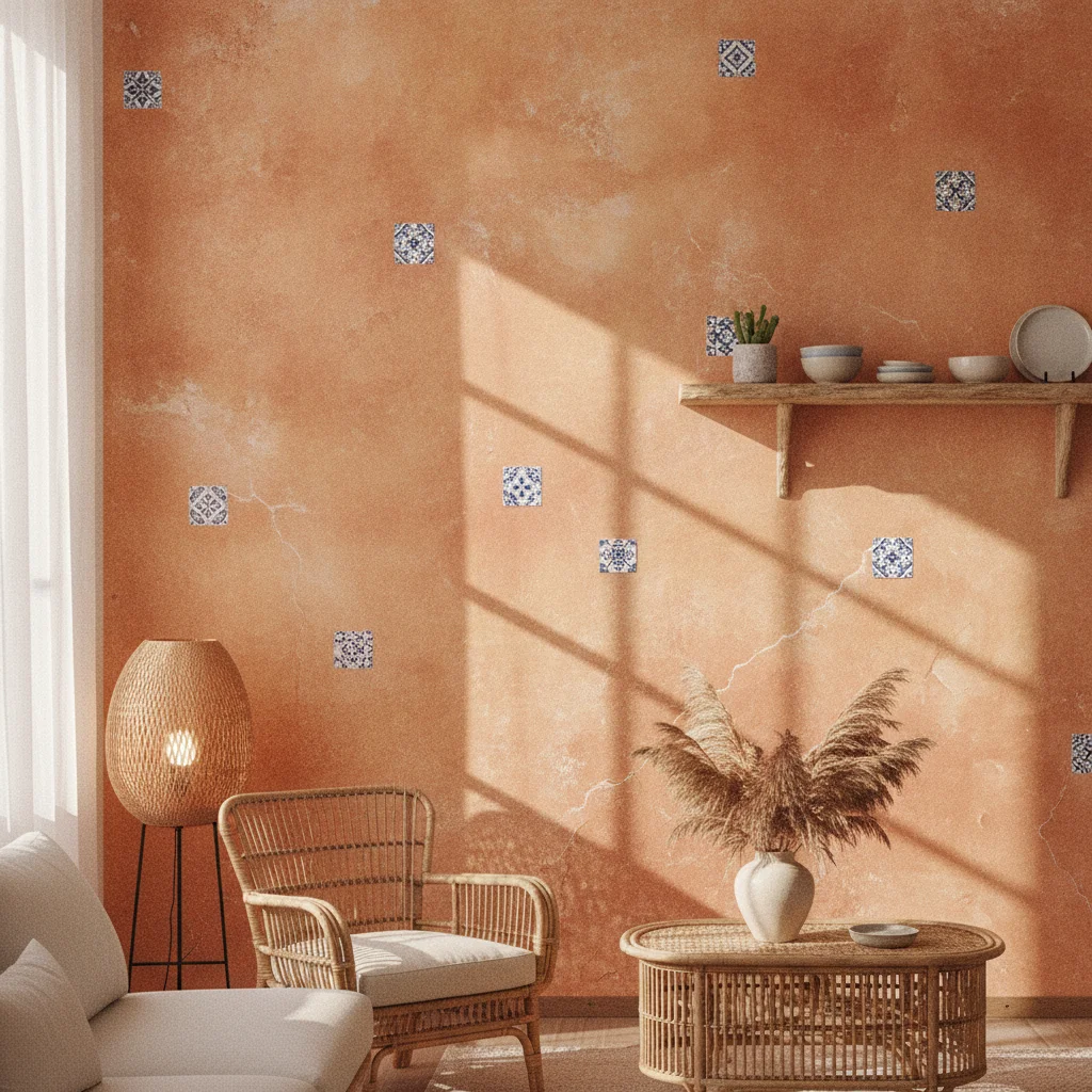 Ambiance méditerranéenne : terre cuite, ocre et faïence murale